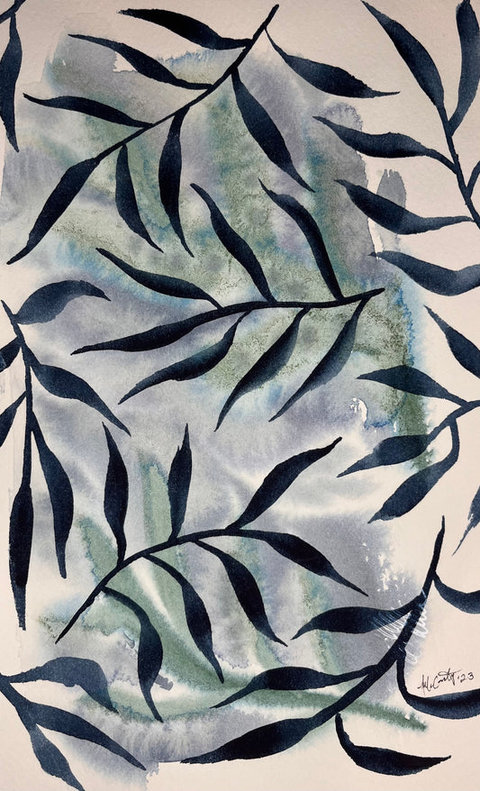 Sage Leaf Indigo Painting | The Sage Leaf Studio