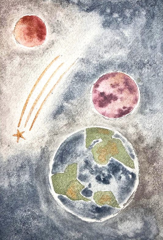 Cosmic Upcycled Art | Cosmic Watercolor Painting |The Sage Leaf Studio